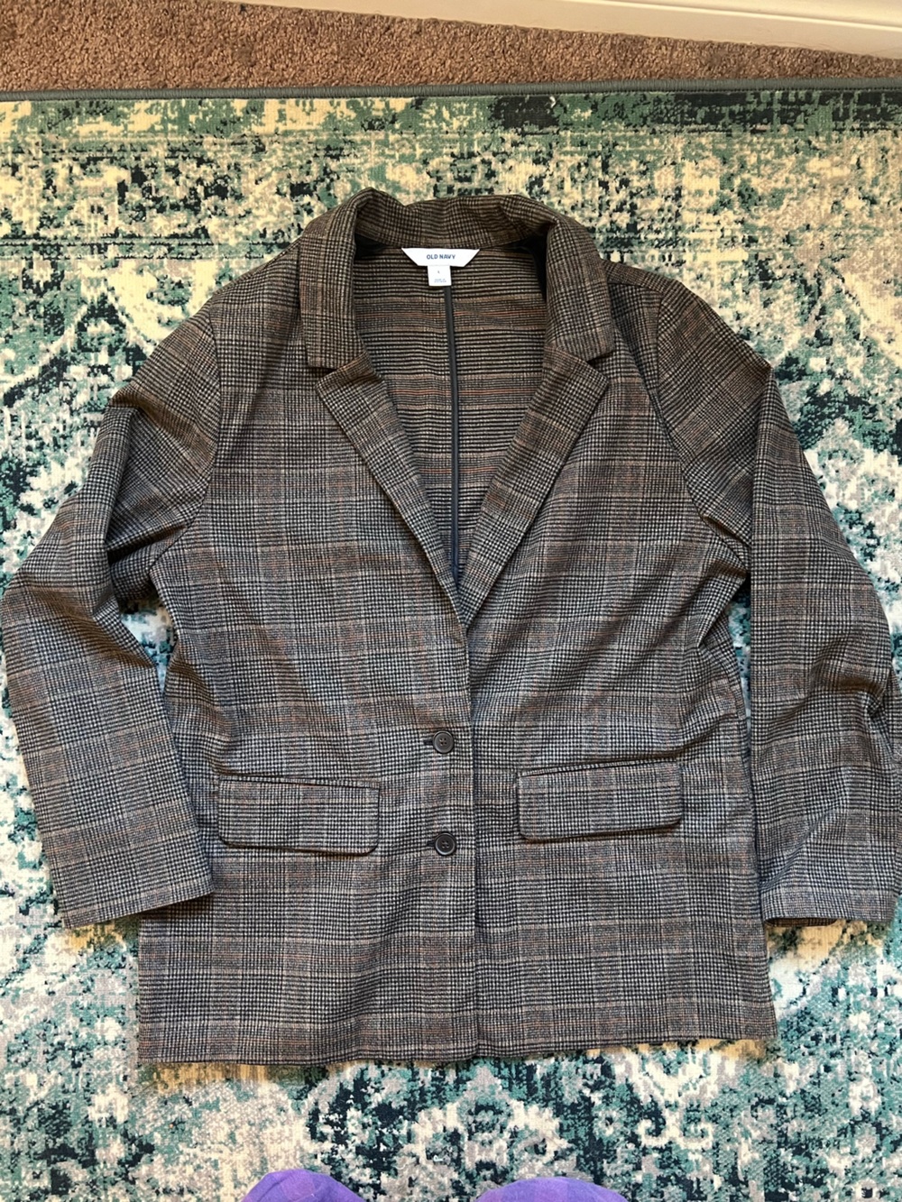 Old Navy Brown and Orange Plaid Blazer